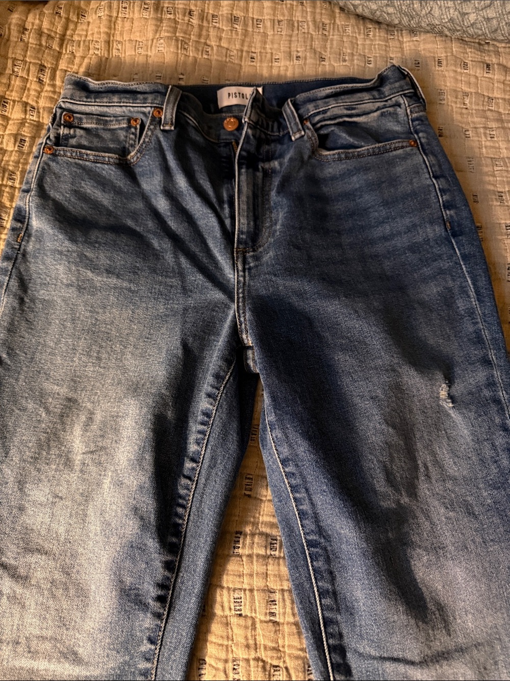 pistola Medium Wash High-Rise Straight Jeans